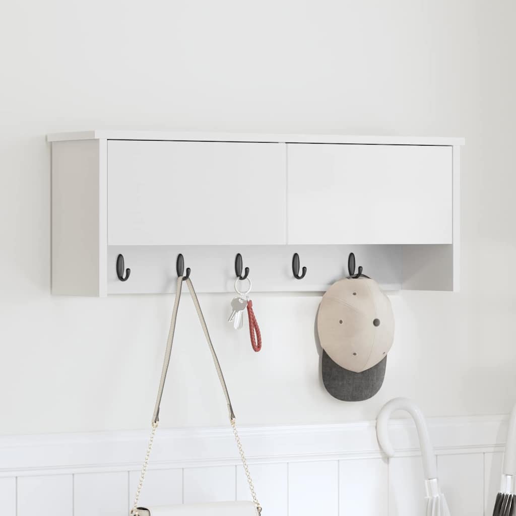 Wall-Mounted Coat Rack White 80 x 20 x 30 cm Engineered wood - Merkel Designers