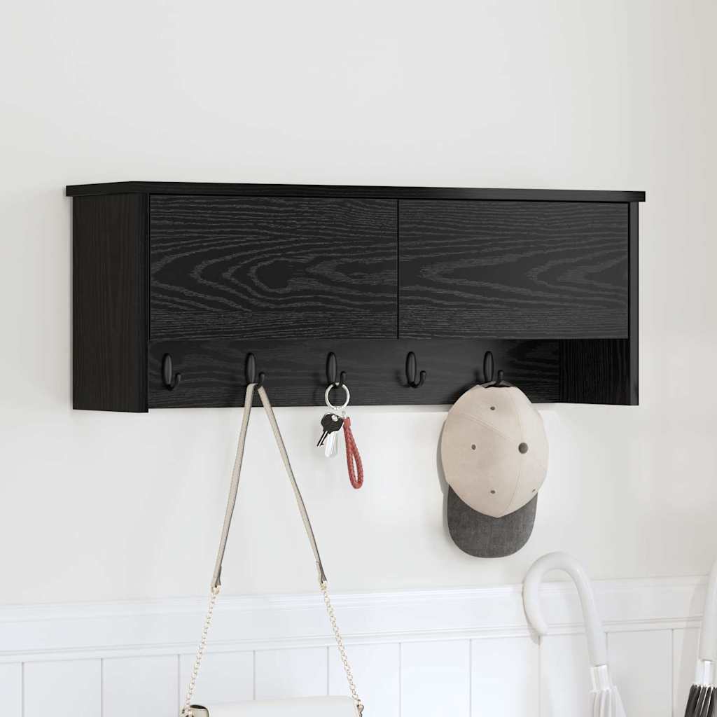 Wall-Mounted Coat Rack with Shelf Black oak 80 x 20 x 30 cm - Merkel Designers