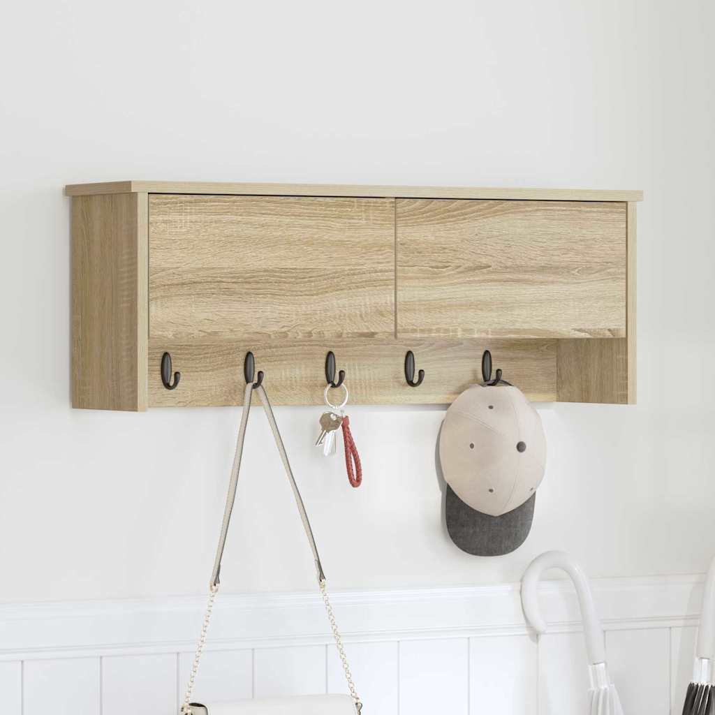 Wall-Mounted Coat Rack with Shelf Sonoma oak 80 x 20 x 30 cm - Merkel Designers