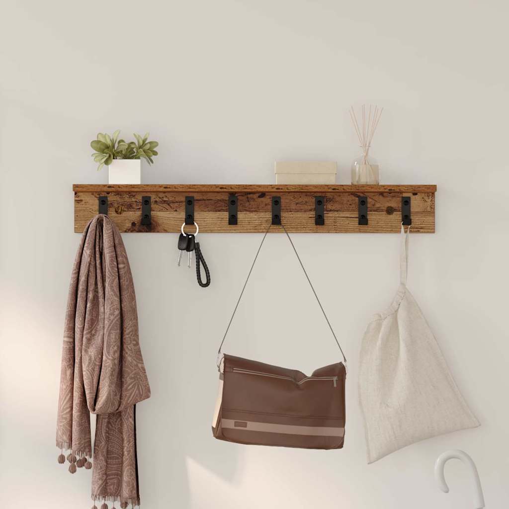 Wall-Mounted Coat Rack with Shelf Old wood 80 x 10.5 x 10.5 cm - Sid & Sam