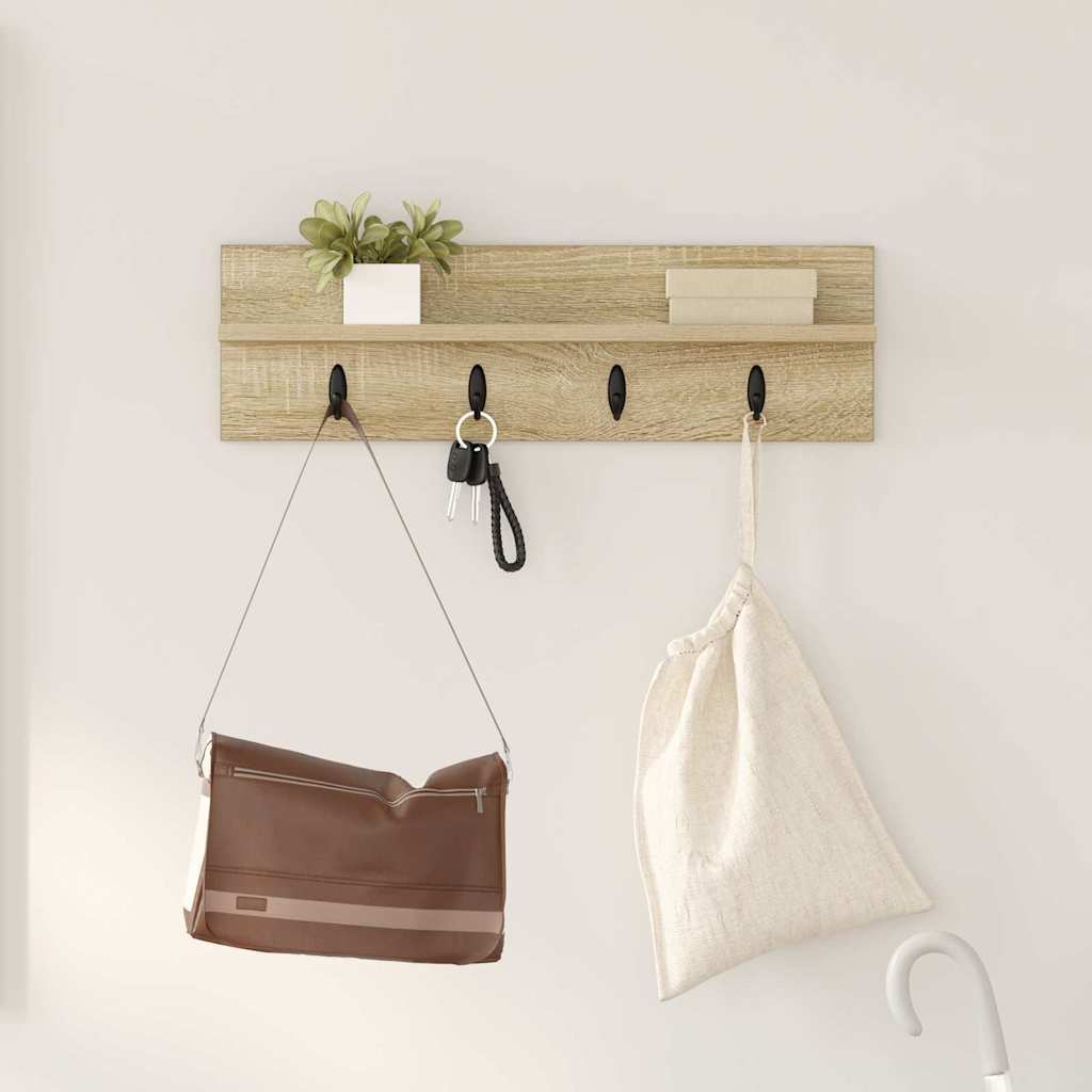 Wall-Mounted Coat Rack with Shelf Sonoma oak 60 x 10.5 x 18 cm - All Things Good