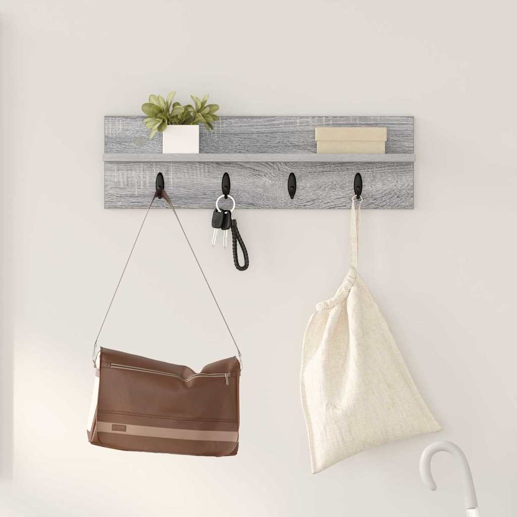 Wall-Mounted Coat Rack with Shelf Grey sonoma 60 x 10.5 x 18 cm - All Things Good