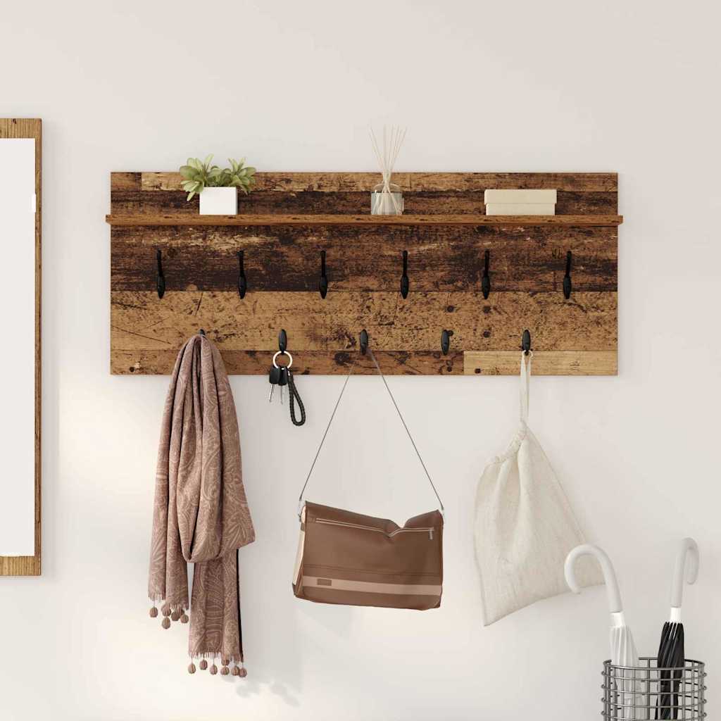 Wall-Mounted Coat Rack with Shelf Old wood Engineered wood - Charlotte Dunes