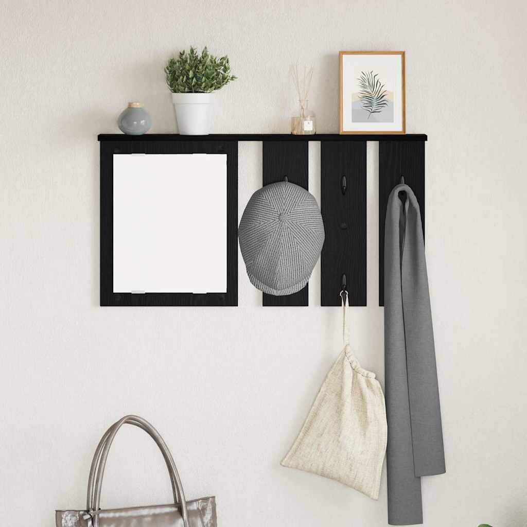Wall-Mounted Coat Rack with Shelf Black oak 85 x 10 x 45 cm - Decor Base