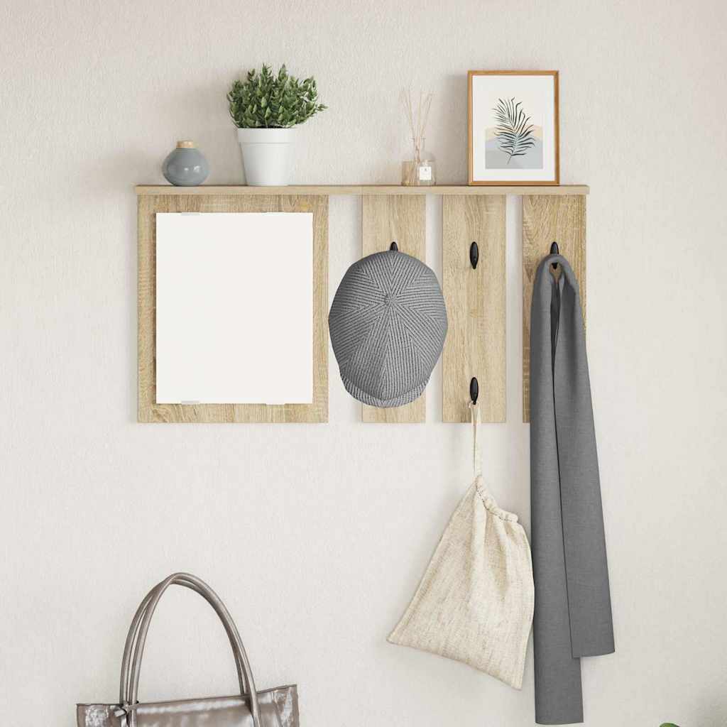Wall-Mounted Coat Rack with Shelf Sonoma oak 85 x 10 x 45 cm - Design Hut