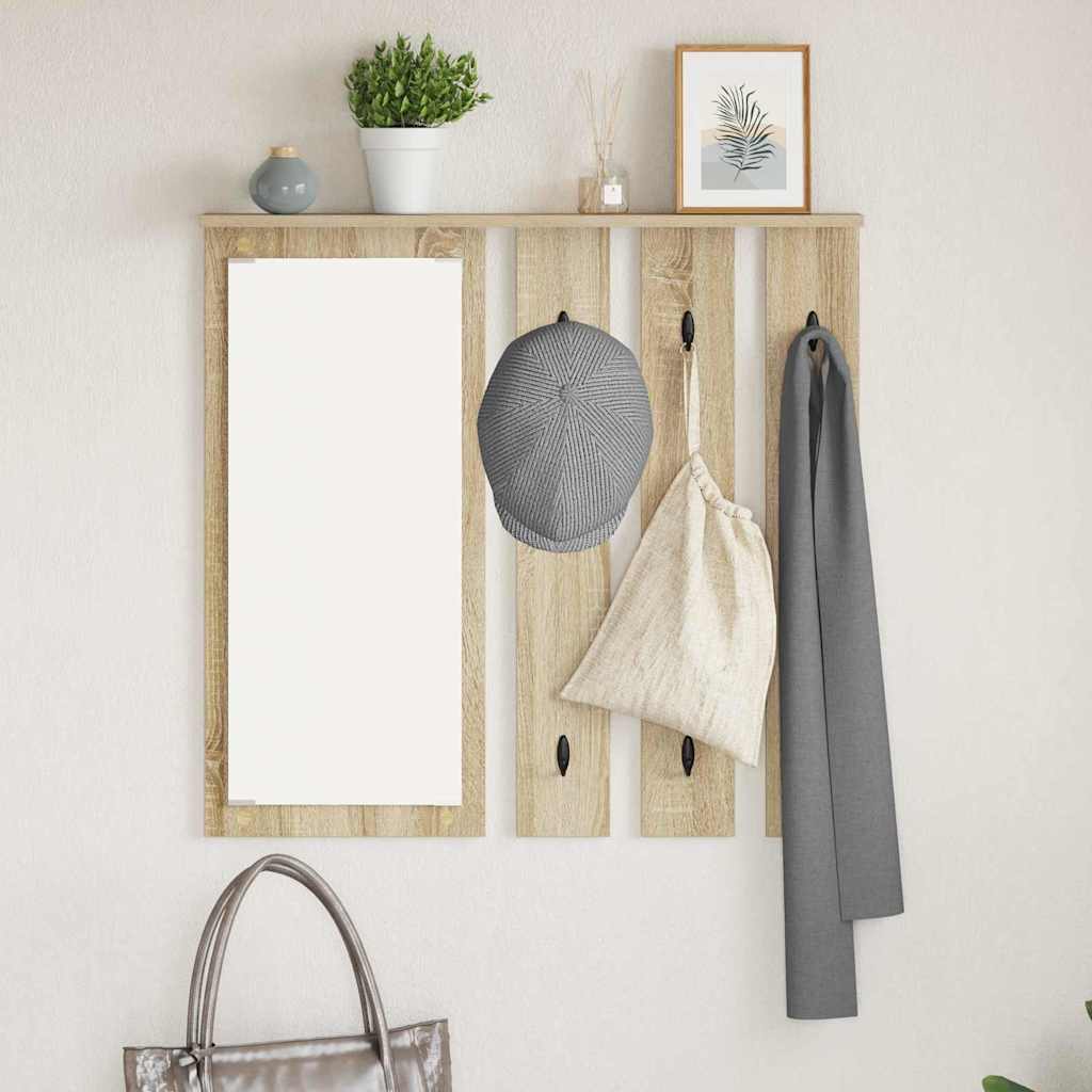 Wall-Mounted Coat Rack with Shelf Sonoma oak 84 x 10 x 80 cm - Direct Imports