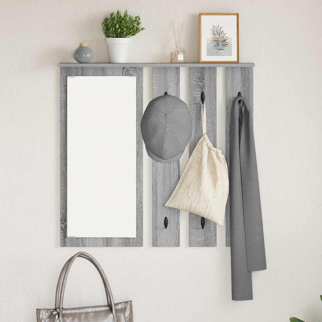 Wall-Mounted Coat Rack with Shelf Grey sonoma 84 x 10 x 80 cm - Direct Imports