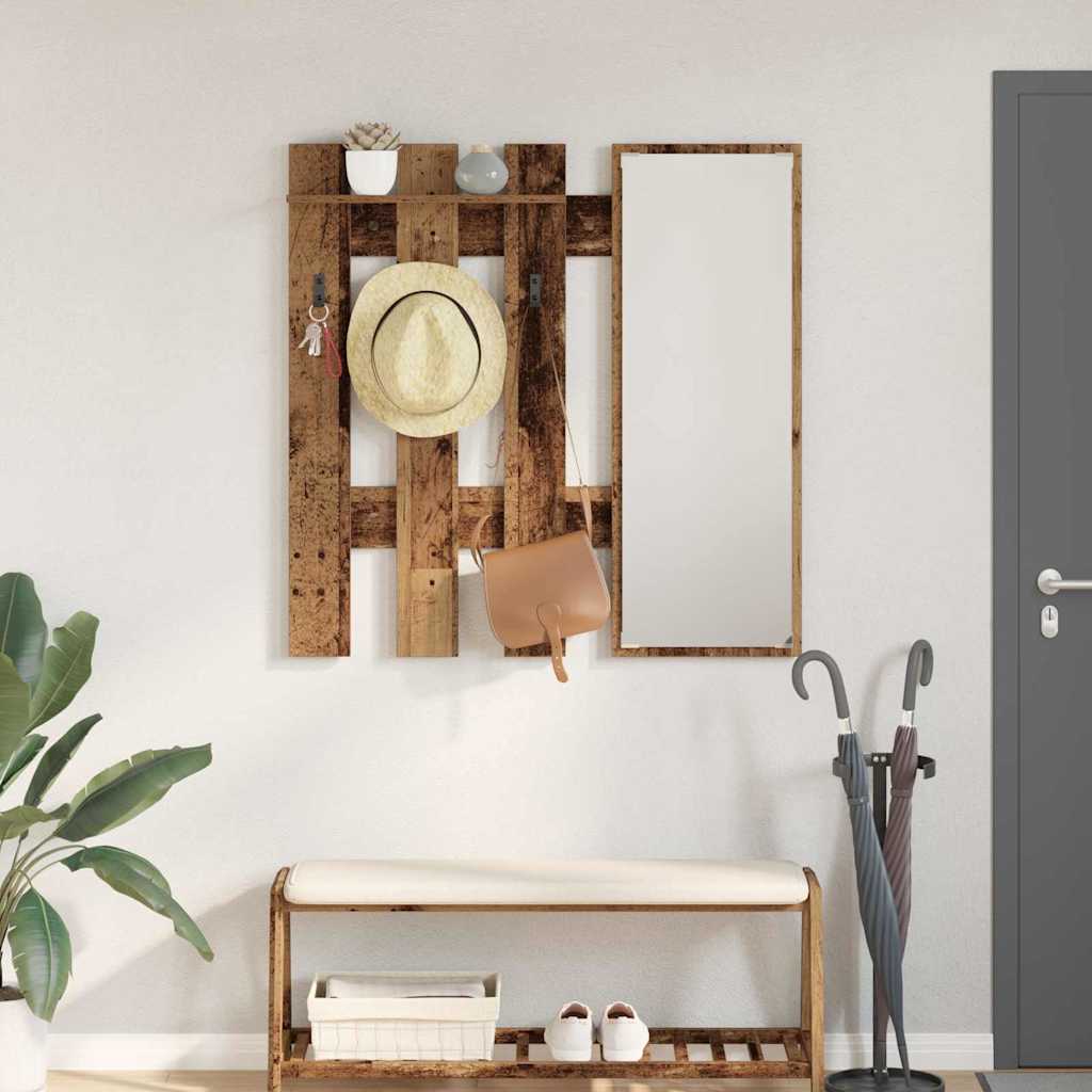 Wall-Mounted Coat Rack Wall-mounted Old wood 100 x 10 x 100 cm - Decor Base