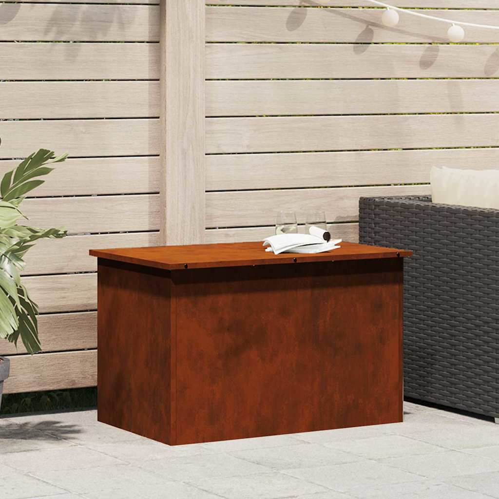 PERCOVE Outdoor Storage Box Rusty 80x50.5x50 cm Steel - Charlotte Dunes