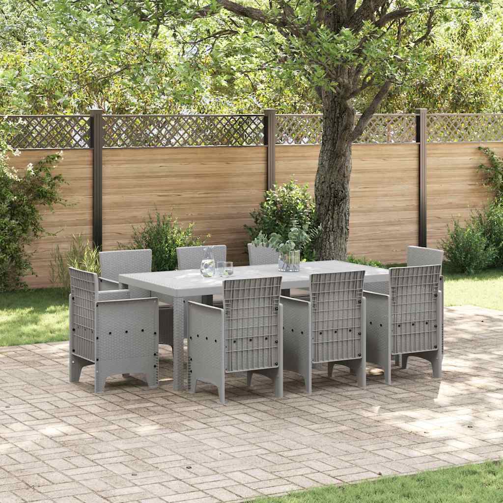 ORHEAT Garden Dining Set 9 pcs Light Polypropylene - Grey - Charlotte Dunes