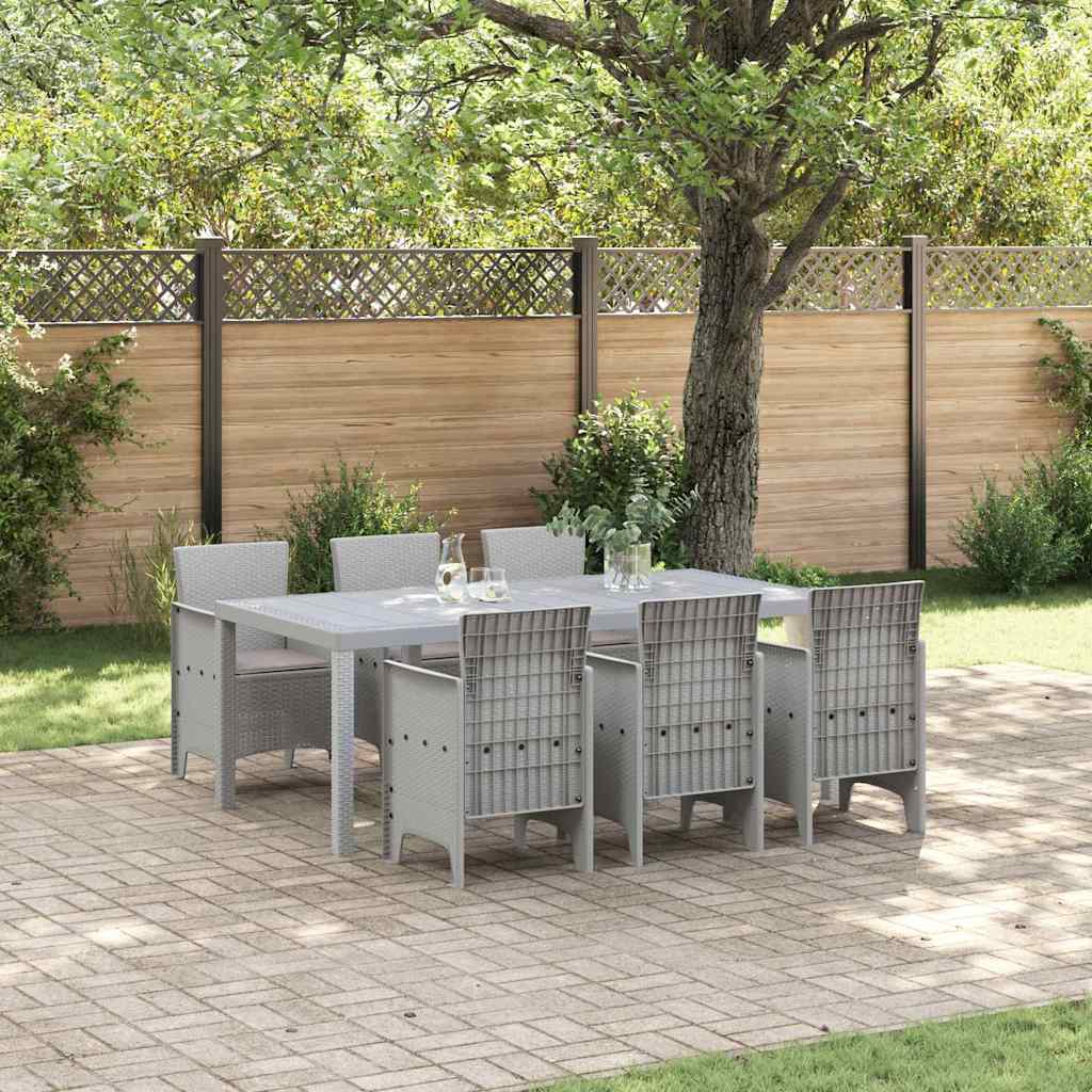 ORHEAT Garden Dining Set 7 pcs Light Polypropylene - Grey - Charlotte Dunes