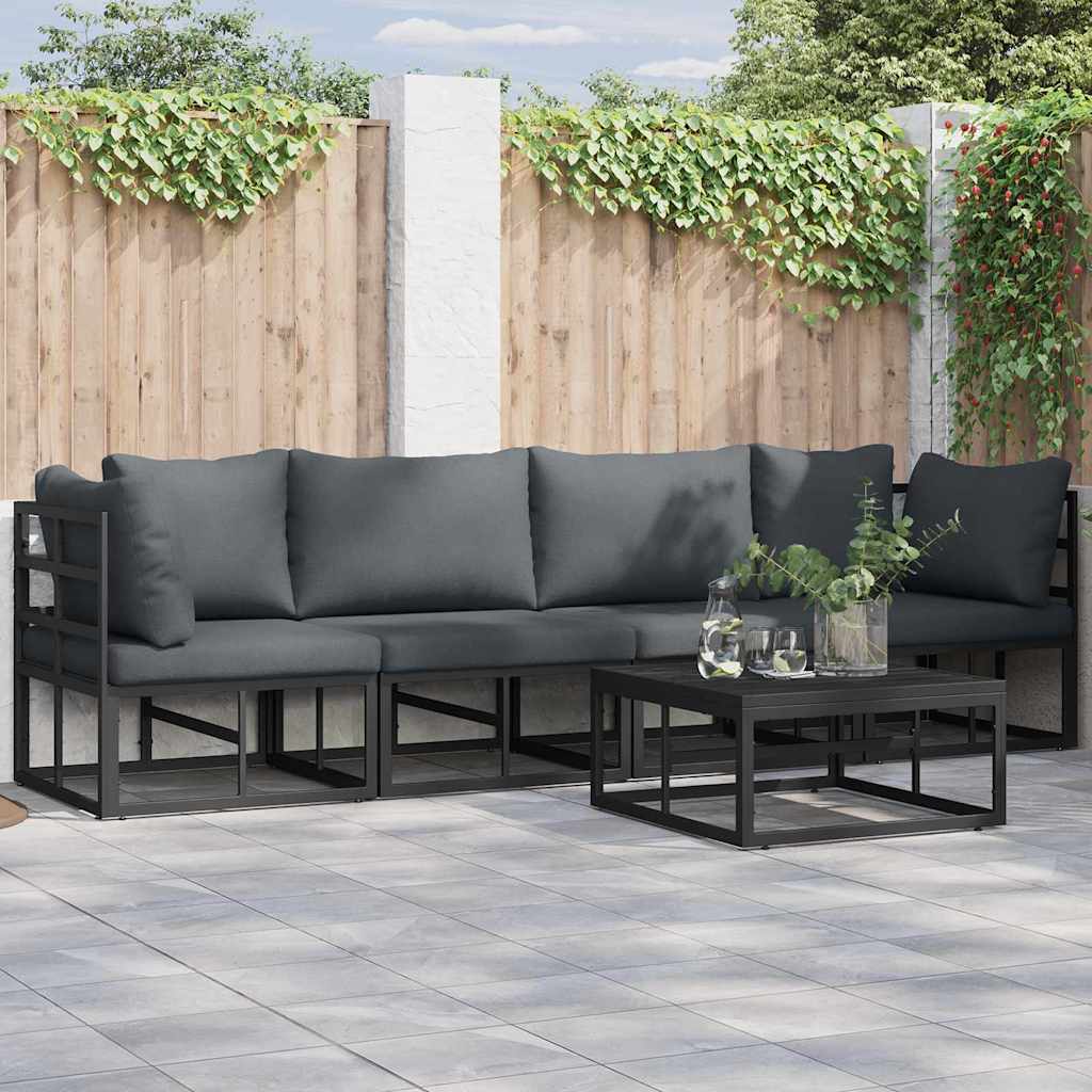 ENLBRO Garden Sofa Set 5 pcs Metal - Black - Charlotte Dunes