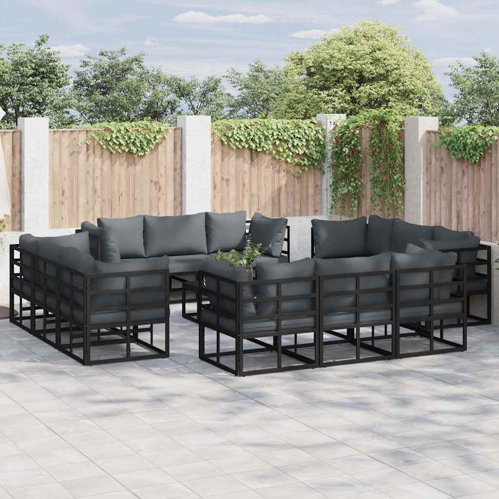 ENLBRO Garden Sofa Set 12 pcs Metal - Black - Charlotte Dunes