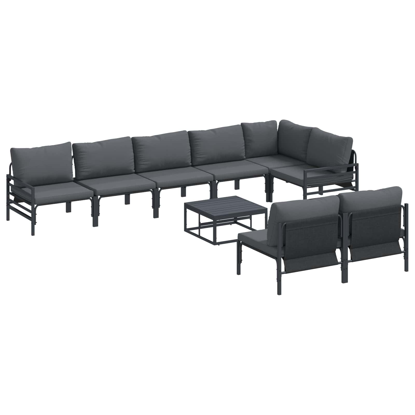 WAVUE Garden Sofa Set with Cushion Anthracite Steel - Charlotte Dunes