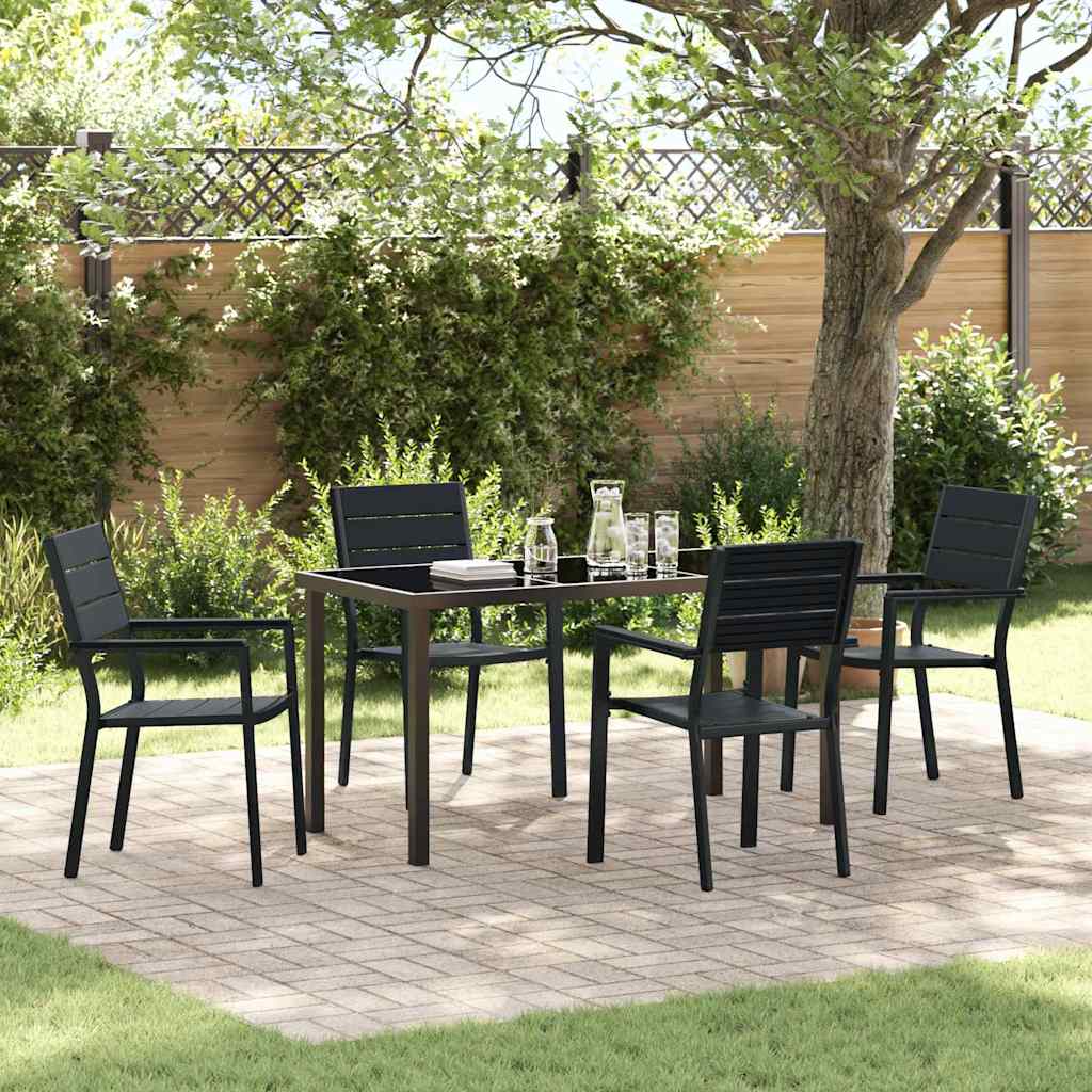 5 Piece Garden Dining Set Black HDPE - Tyrell & Tyrell