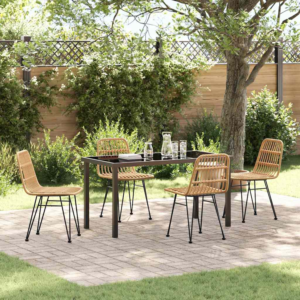 5 Piece Garden Dining Set Brown Poly Rattan - Direct Imports