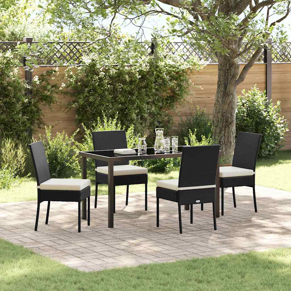 5 Piece Garden Dining Set Black Poly Rattan - Tyrell & Tyrell