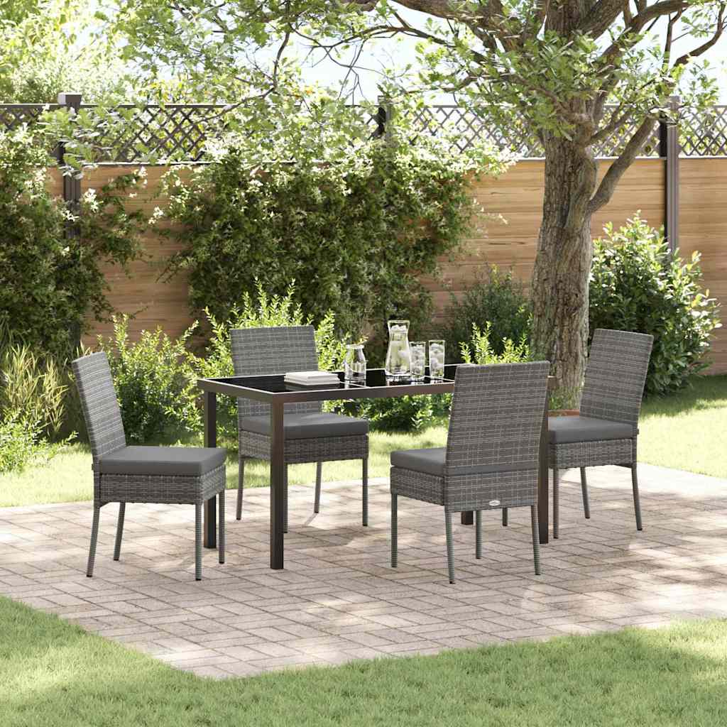 5 Piece Garden Dining Set Grey Poly Rattan - Style and Chic