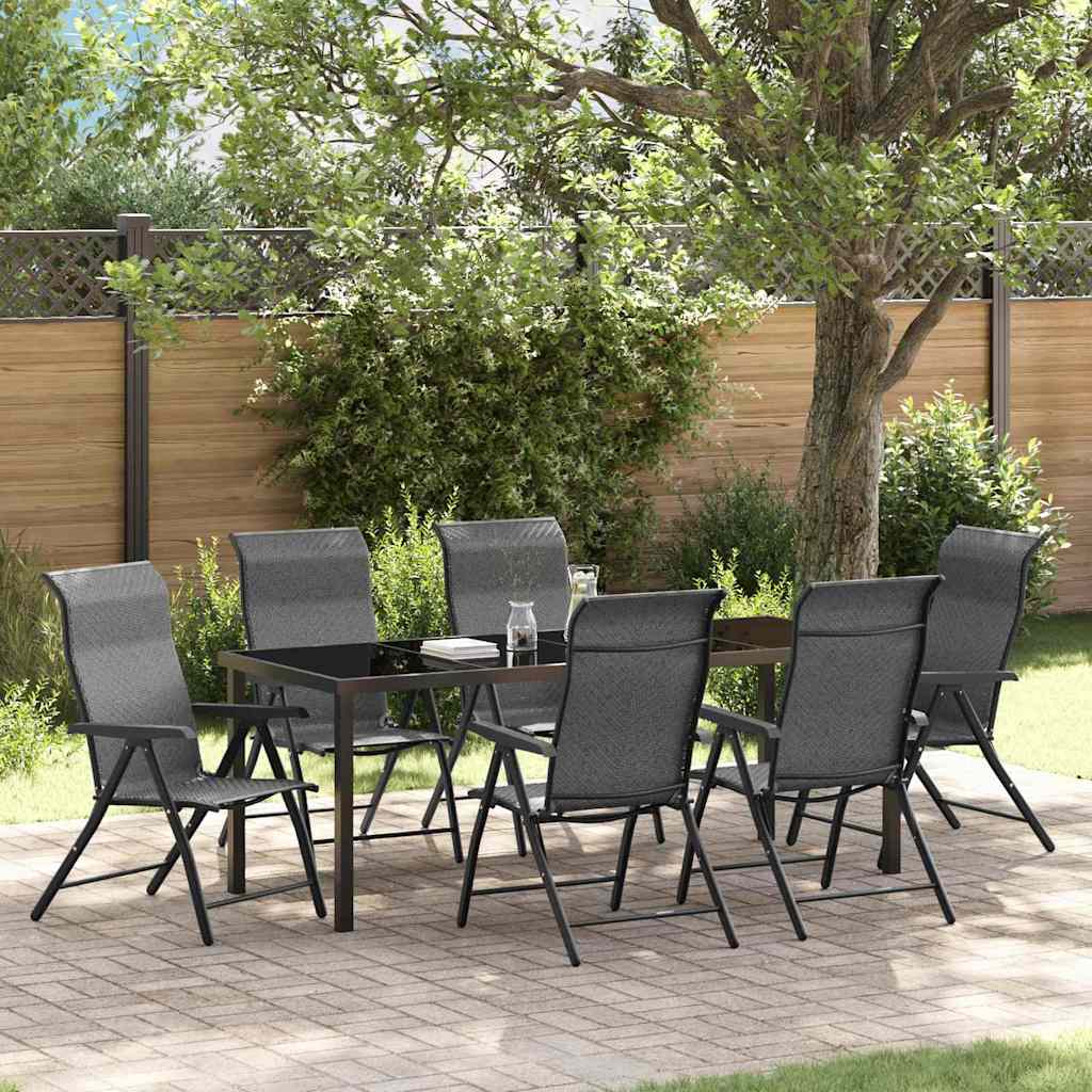 7 Piece Garden Dining Set Grey Poly Rattan - Casper Homes