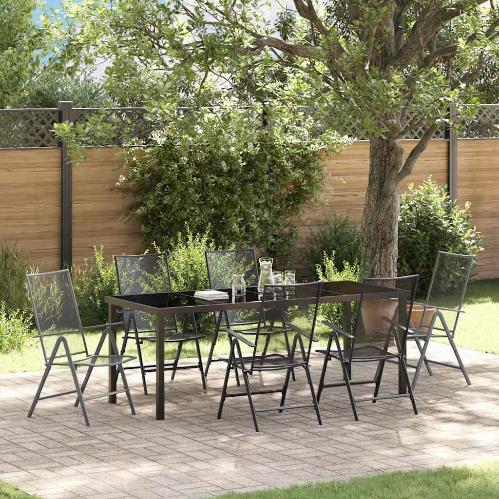 7 Piece Garden Dining Set Anthracite Steel - Brittle & Co