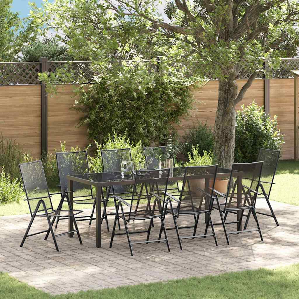 9 Piece Garden Dining Set Anthracite Steel - Style and Chic