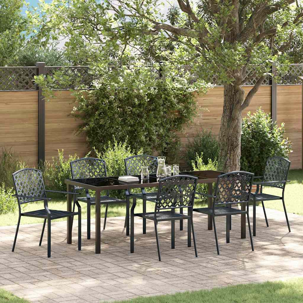 3 Piece Garden Dining Set Anthracite Steel - Decor Base