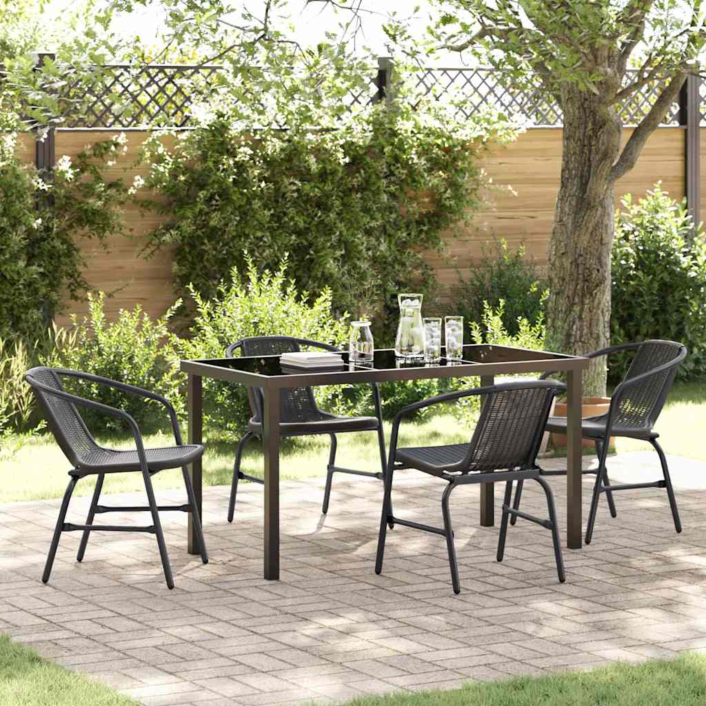 5 Piece Garden Dining Set Black Poly Rattan - Style and Chic