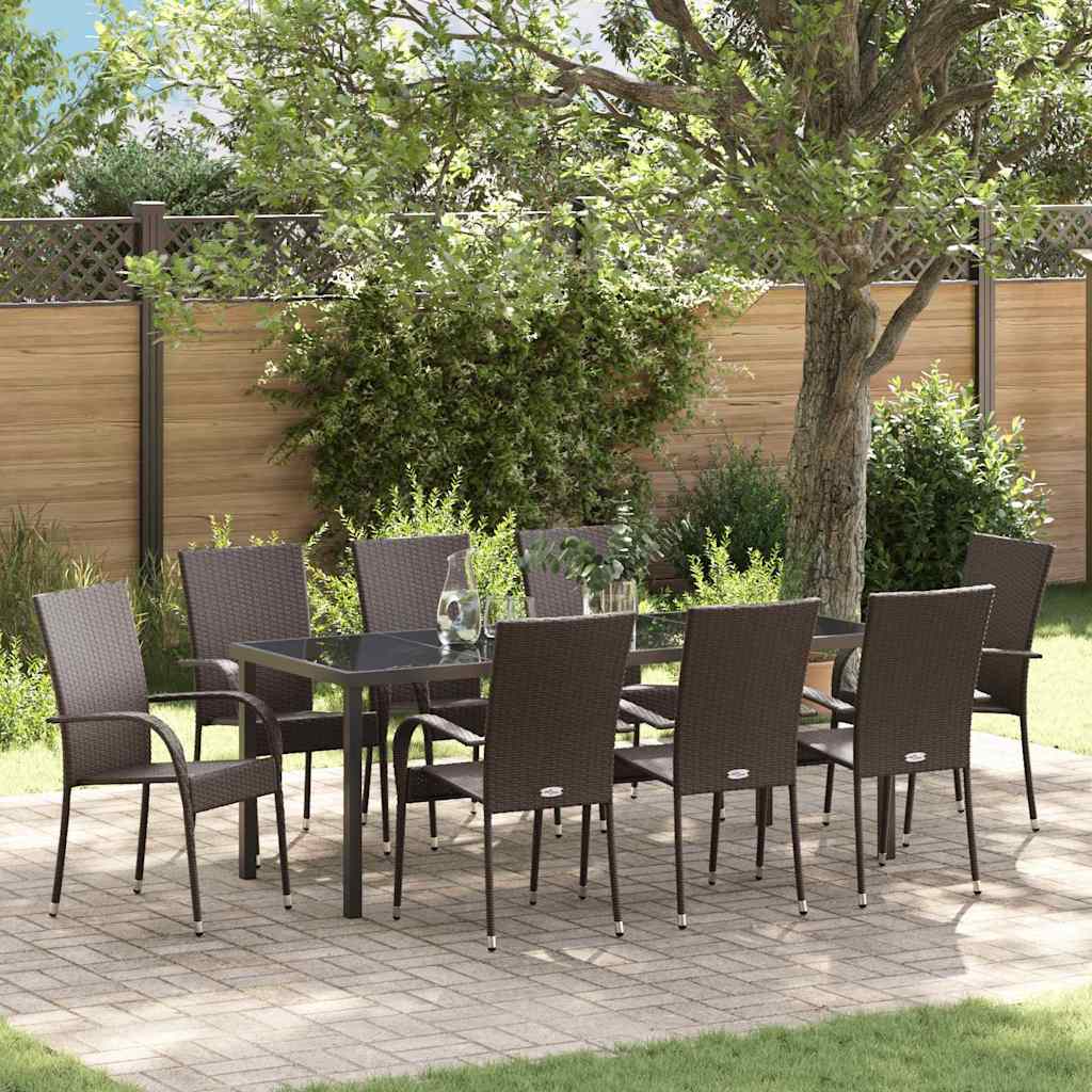 5 Piece Garden Dining Set - Brown Poly Rattan - All Things Good