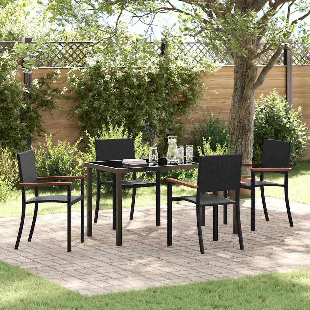 5 Piece Garden Dining Set Black Poly Rattan - Sid & Sam