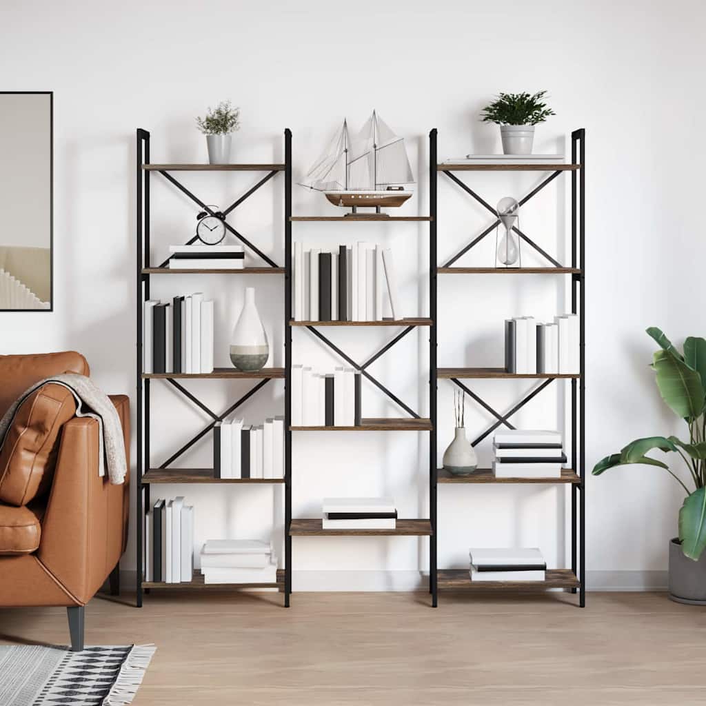 Bookshelf Smoked oak 156 x 25 x 167.5 cm Engineered wood - Discount Dealers