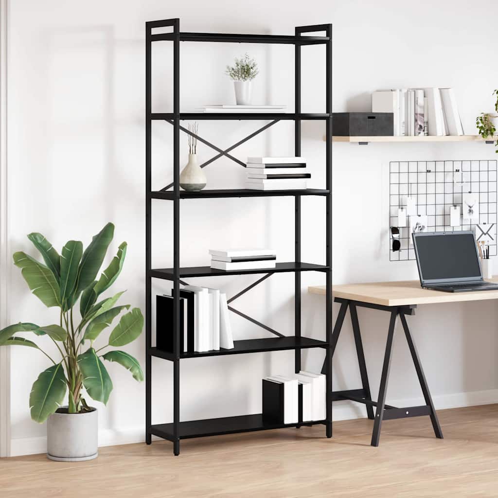 Bookcase Black oak 80 x 30 x 188 cm Engineered wood - Merkel Designers