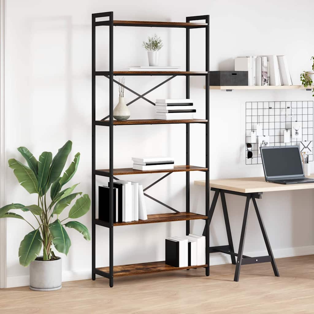 Bookcase Smoked oak 80 x 30 x 188 cm Engineered wood - Merkel Designers