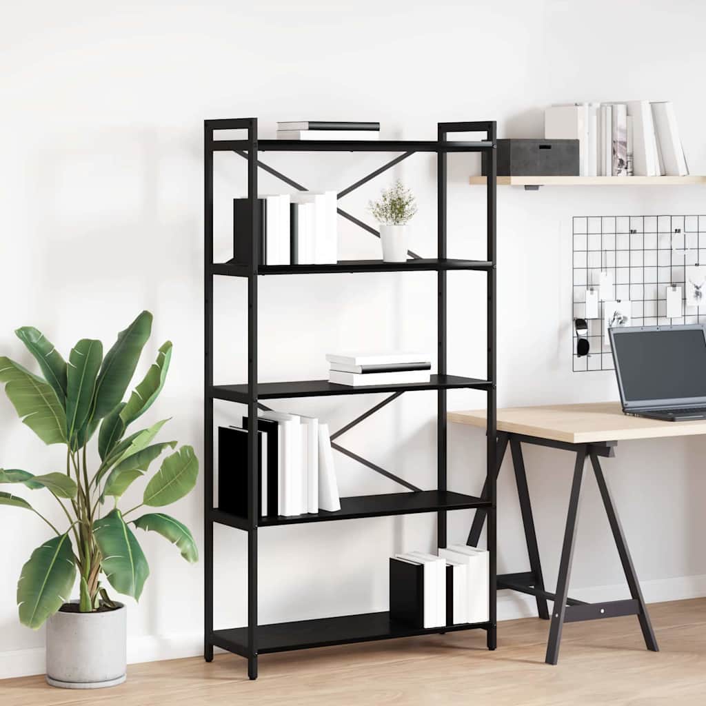 Bookcase Black oak 80 x 30 x 153 cm Engineered wood - Merkel Designers