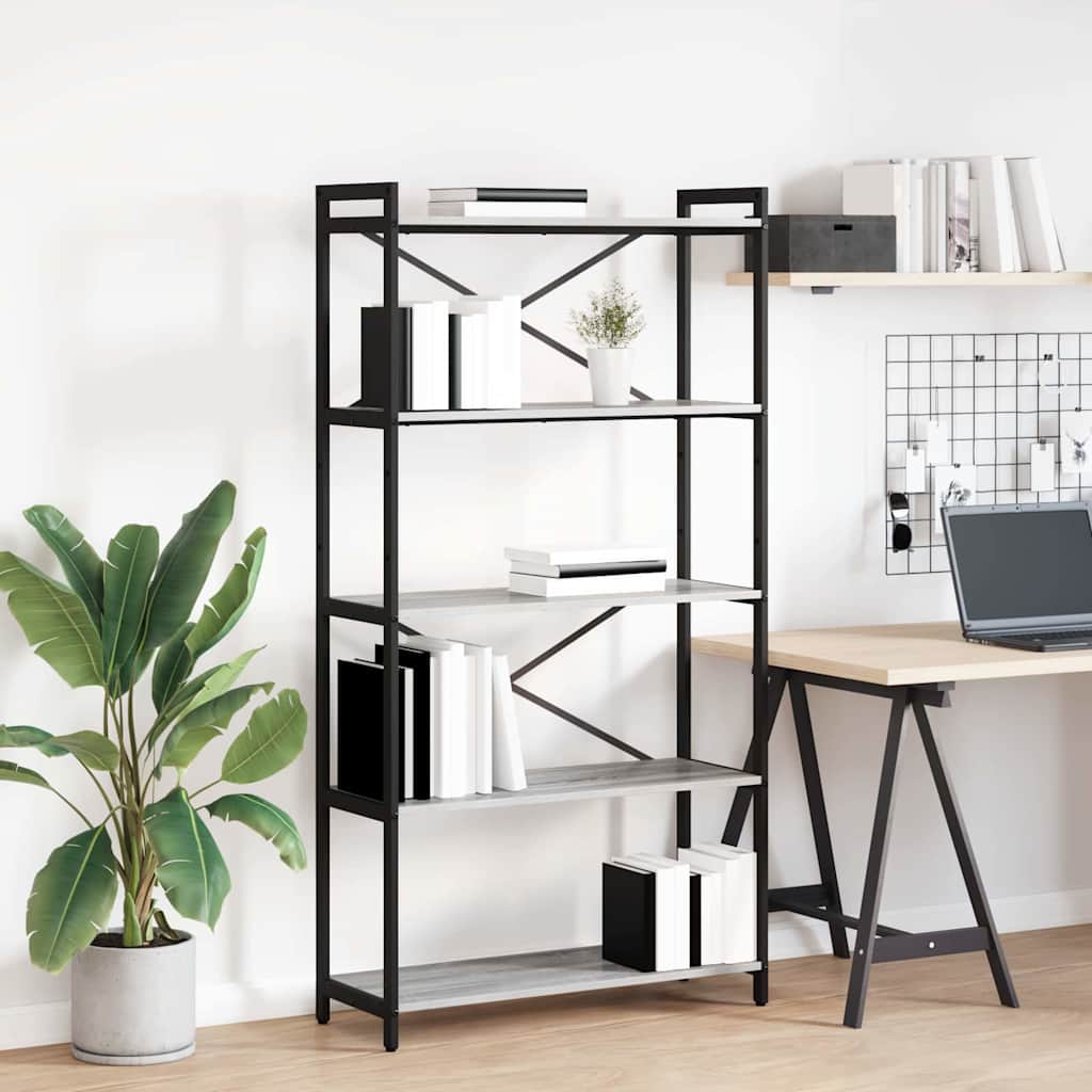 Bookcase Grey sonoma 80 x 30 x 153 cm Engineered wood - Merkel Designers