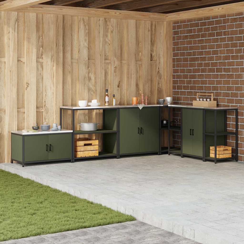 Kitchen Storage Shelf with Shelf with Storage Olive green Steel - Merlin Deals