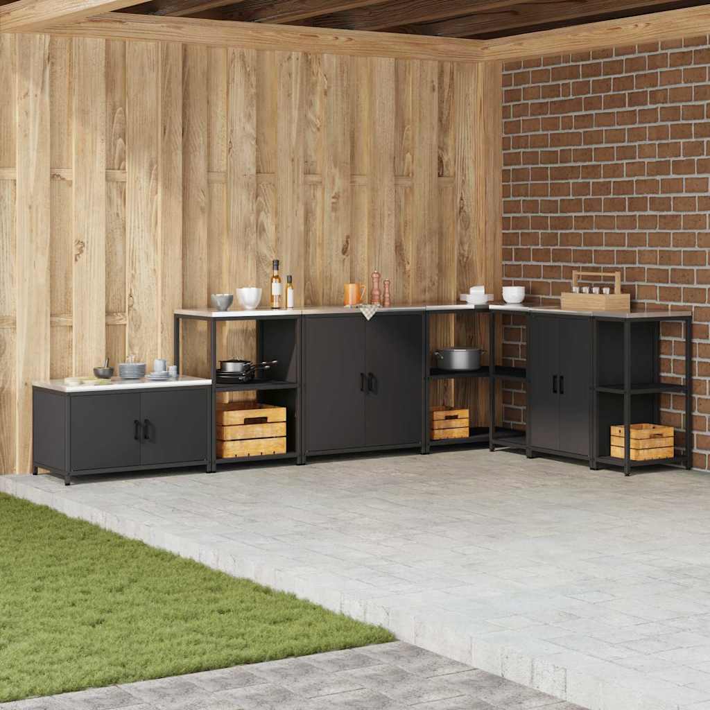 Kitchen Storage Shelf with Shelf with Storage Black Steel - Design Hut