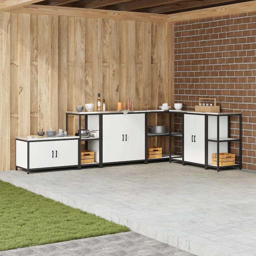 Kitchen Storage Shelf with Shelf with Storage White Steel - All Things Good