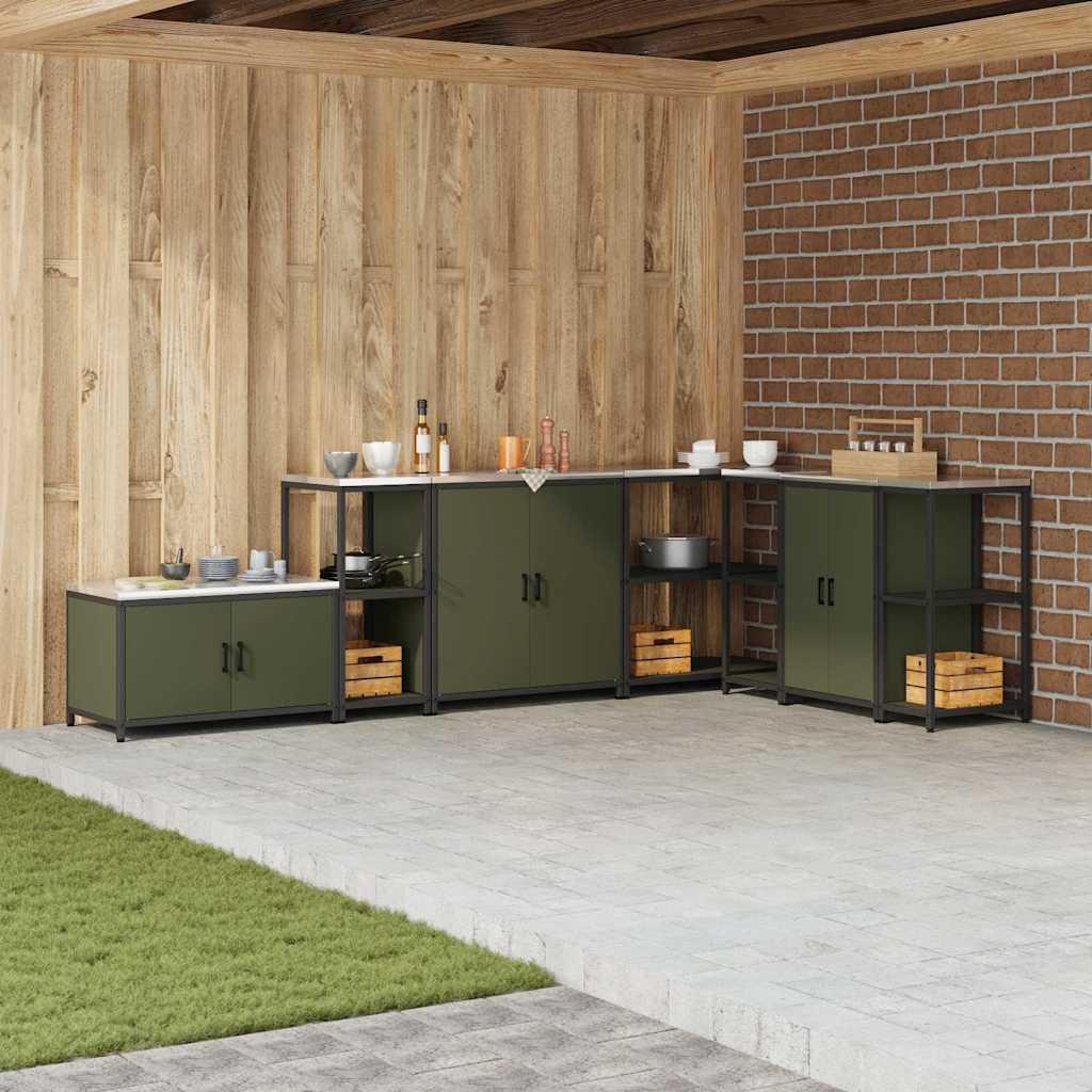 Kitchen Storage Shelf with Shelf with Storage Olive green Steel - All Things Good