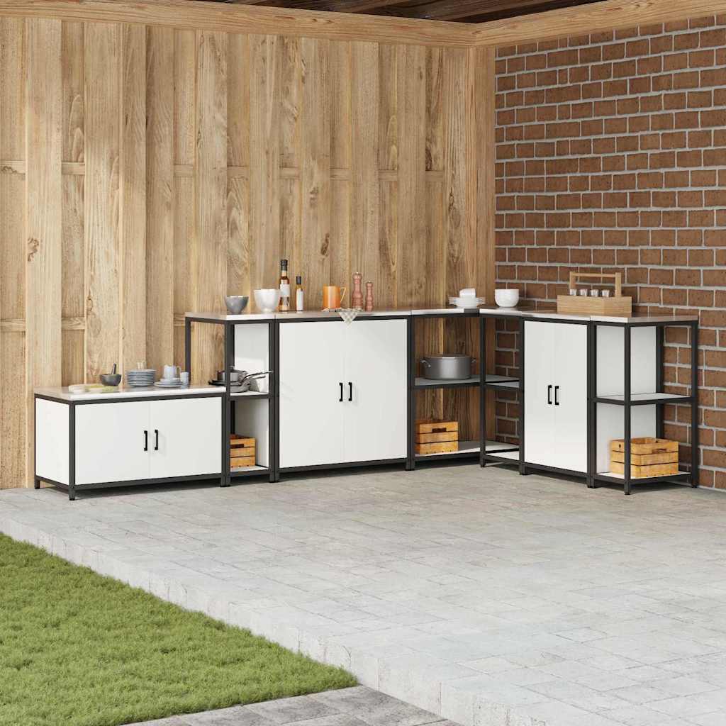 Kitchen Storage Shelf with Shelf with Storage White Steel - R and M Furniture