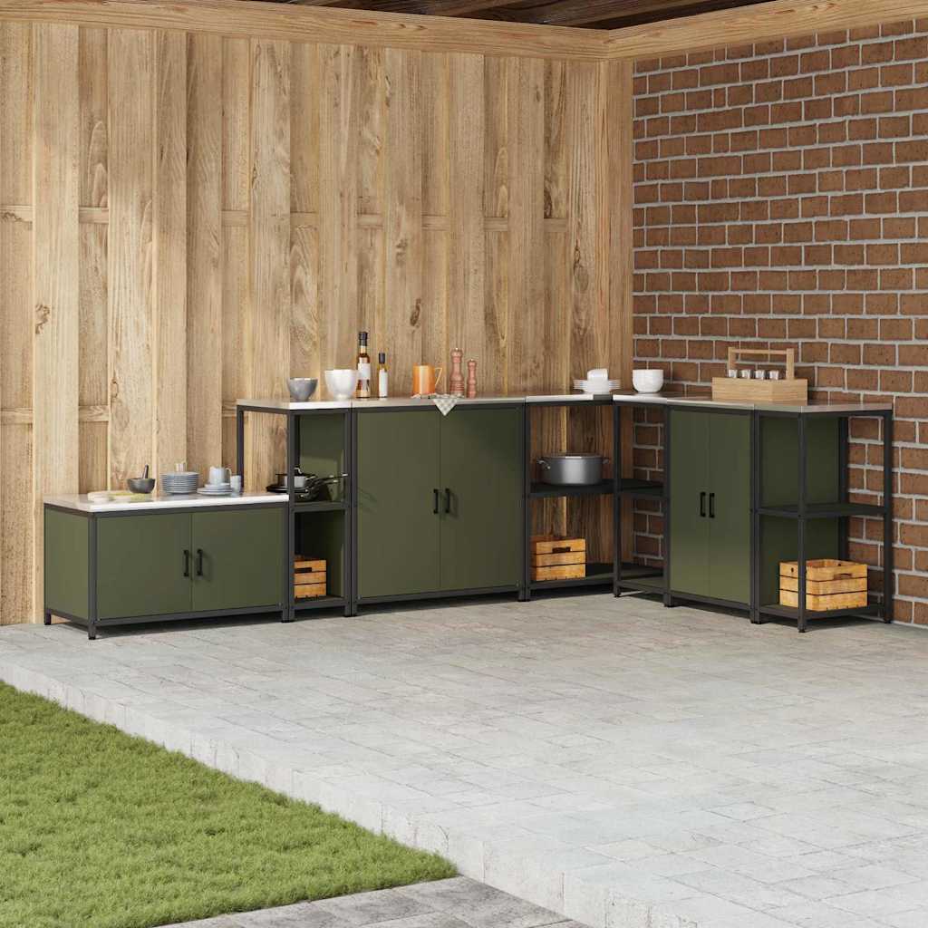 Kitchen Storage Shelf with Shelf with Storage Olive green Steel - R and M Furniture