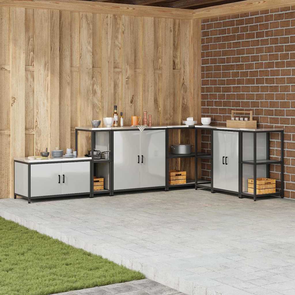 Kitchen Storage Shelf with Shelf Silver Galvanised steel - R and M Furniture