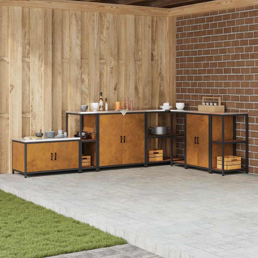 Kitchen Storage Shelf with Shelf Rusty Weathering steel - R and M Furniture