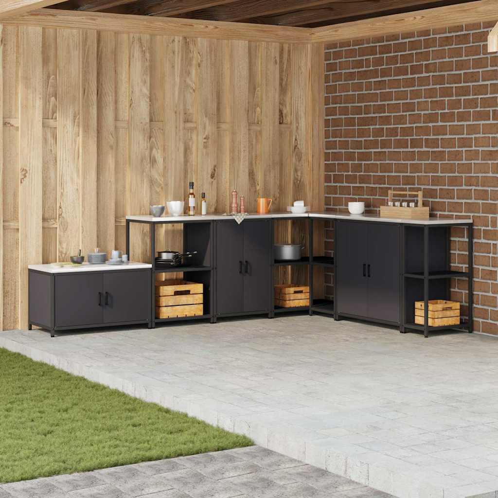 Kitchen Storage Cabinet with Shelf with Storage Black Steel - Design Hut
