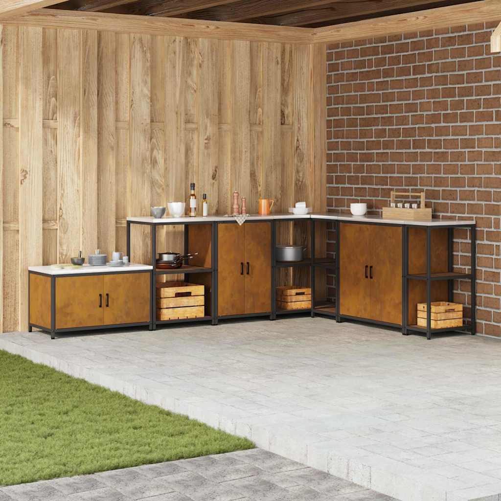 Kitchen Storage Cabinet with Drawer Rusty Weathering steel - Design Hut