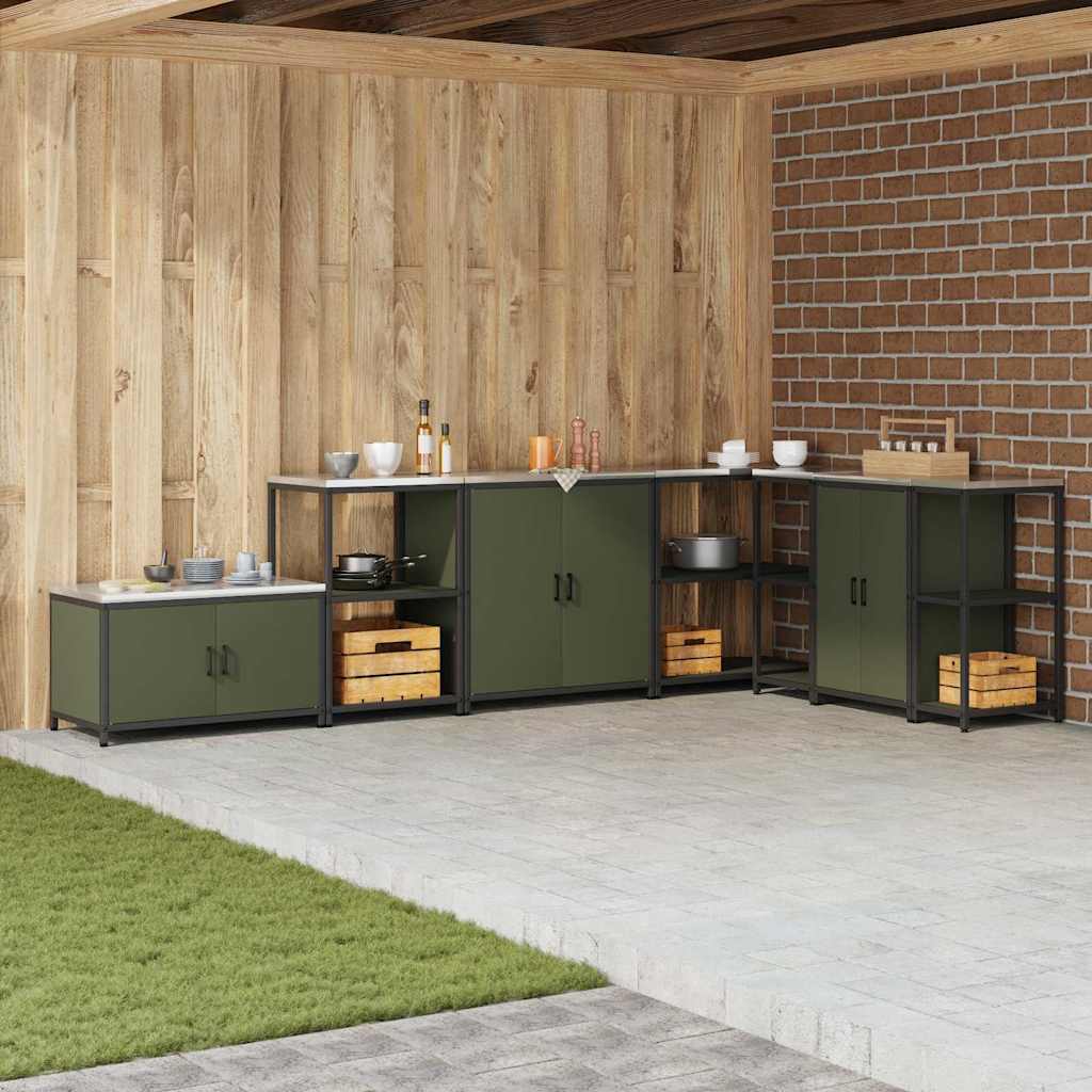 Kitchen Storage Cabinet with Shelf with Door Olive green Steel - Merlin Deals