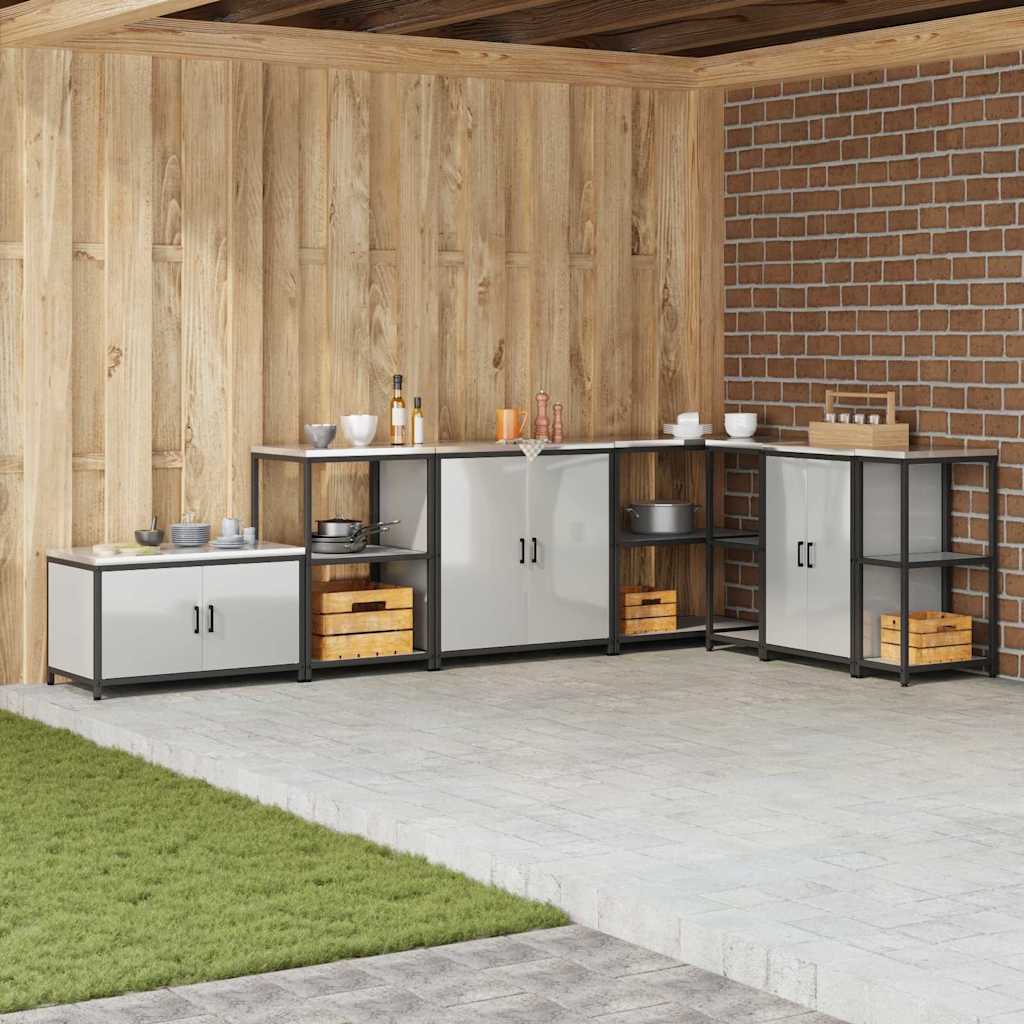 Kitchen Storage Cabinet with Shelf Silver Galvanised steel - Merlin Deals