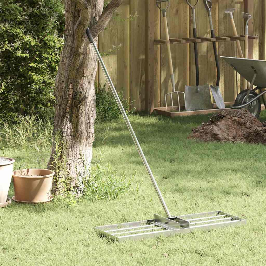HIPARK Garden Rake Manual 75x25x200 cm Stainless Steel - Silver - Charlotte Dunes
