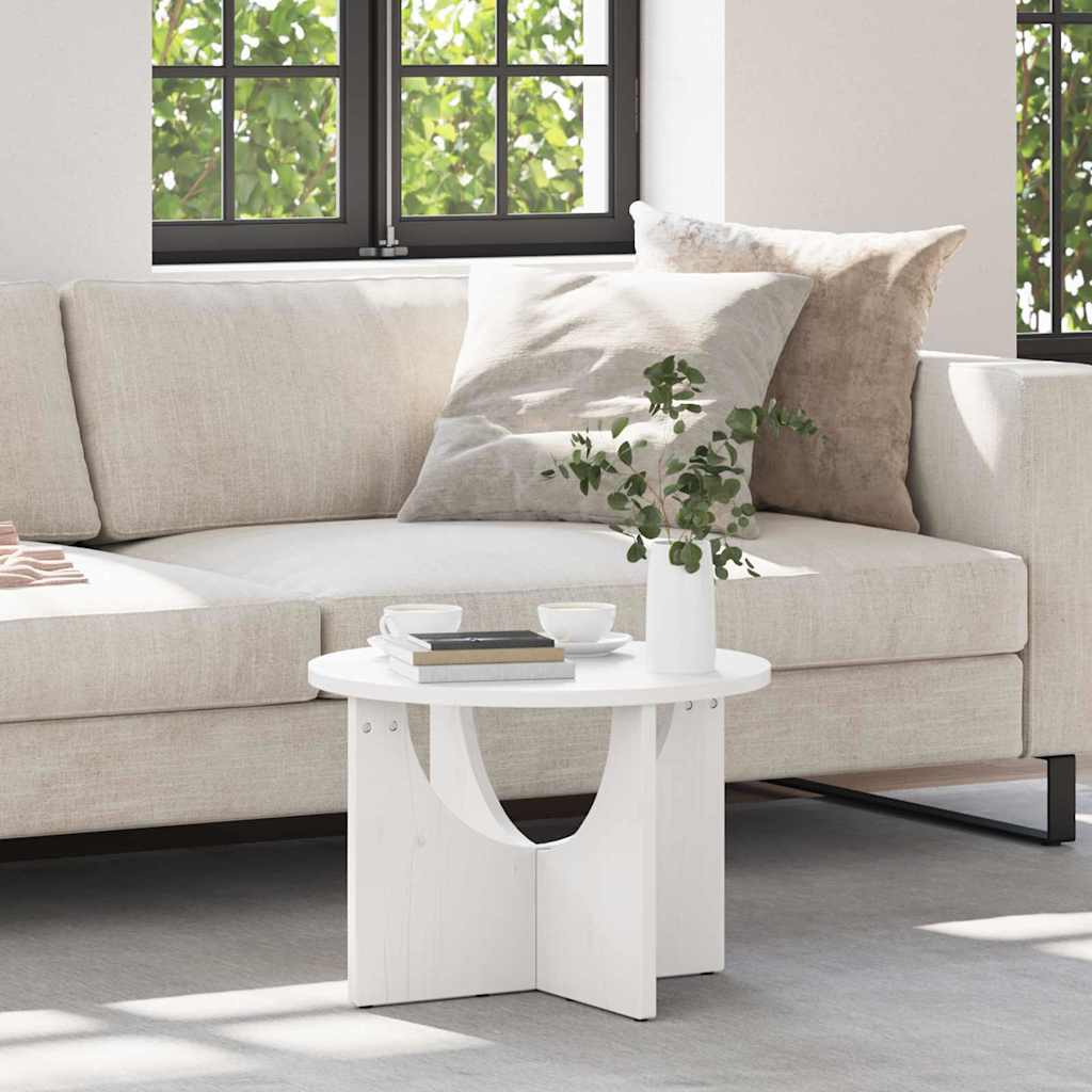 Coffee Table White 50 x 50 x 35 cm Solid pine wood - Casper Homes