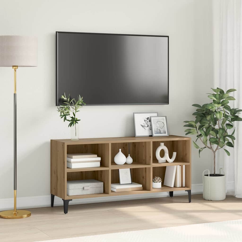 TV Stand Artisan Oak Engineered wood, Metal Medium TV Stand - Unbeatable Bargains