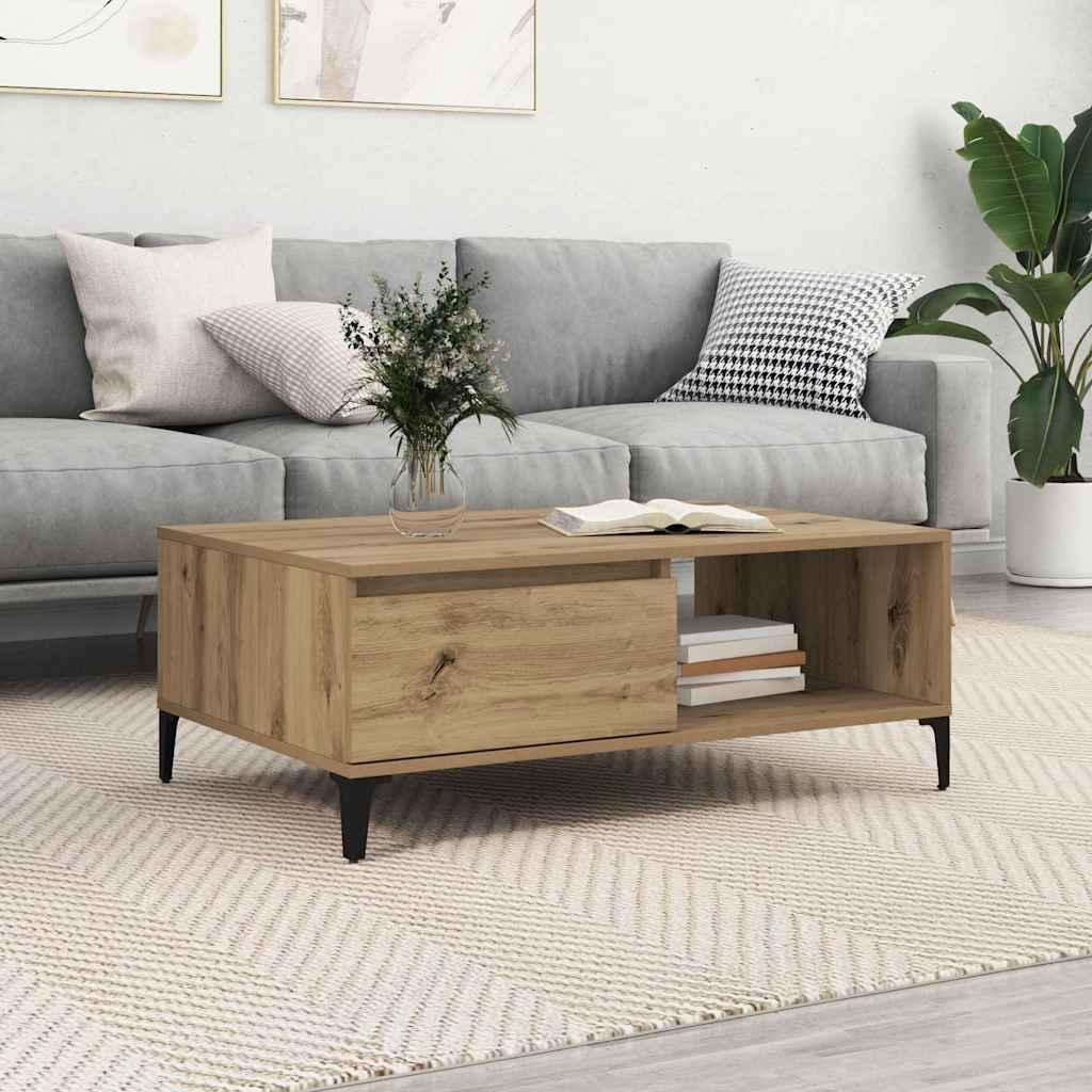 Coffee Table Artisan oak 90 x 60 x 35 cm Engineered wood - Merlin Deals